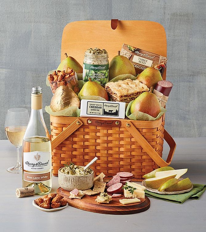 Picnic Basket Gift with Wine